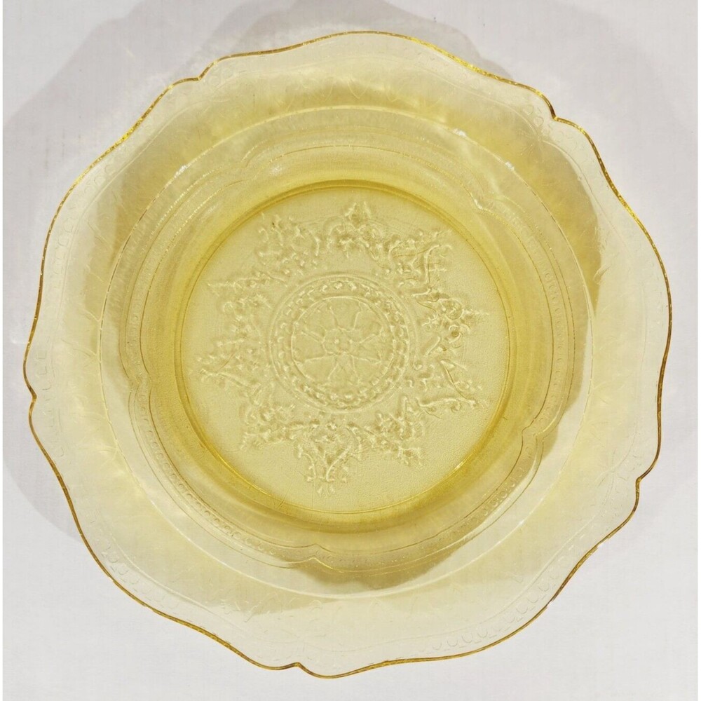 Federal Glass Amber Patrician Spoke Yellow Depression 9in Dinner Plate Vtg 1930s